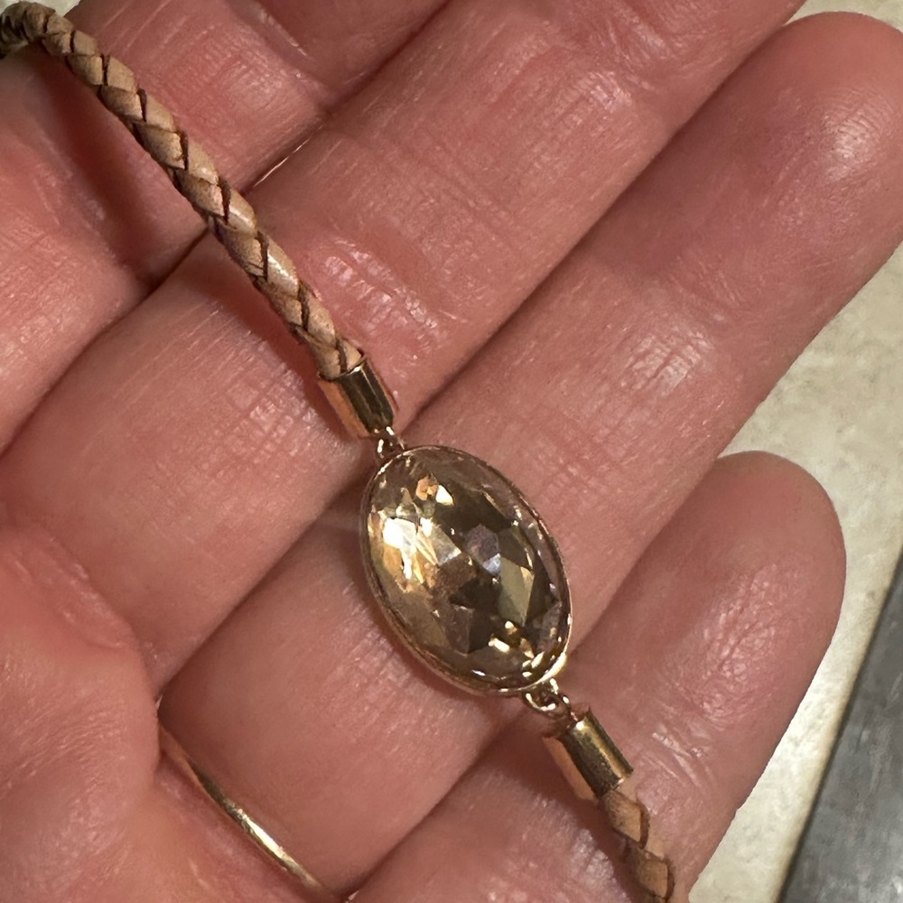 Swarovski Braided Leather Clear Crystal Bracelet
